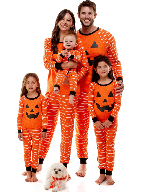matching jack o lantern family pajamas, best halloween pajamas